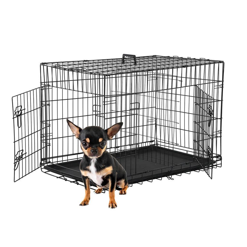 24 inch Folding Metal Wire Dog Crate with Double Door I8658
