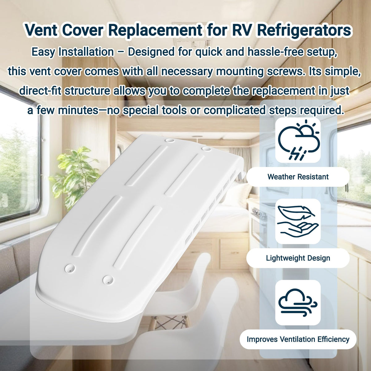 White RV Refrigerator Vent Cover Replacement C7804