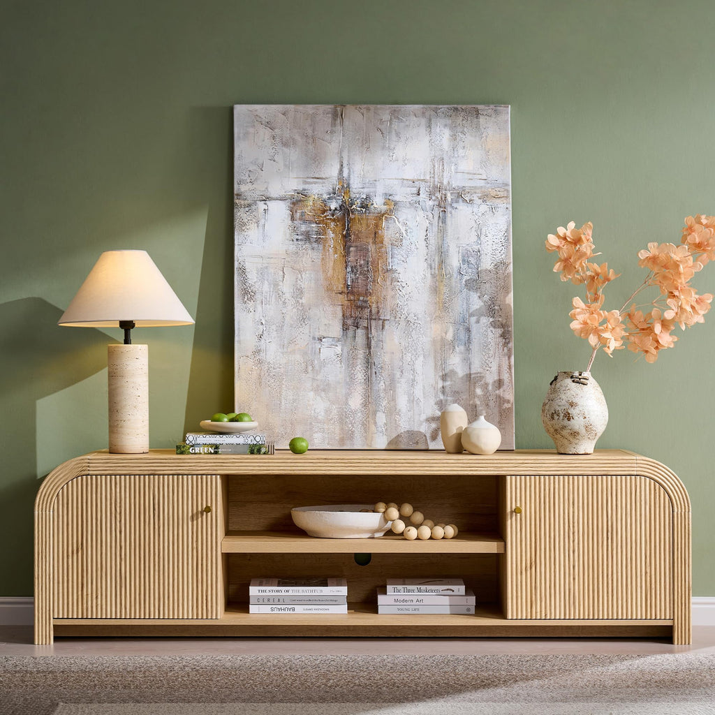 70" Fluted TV Stand with Storage A474989