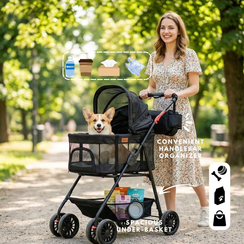 3 in 1 Pet Stroller with Detachable Carrier W545711