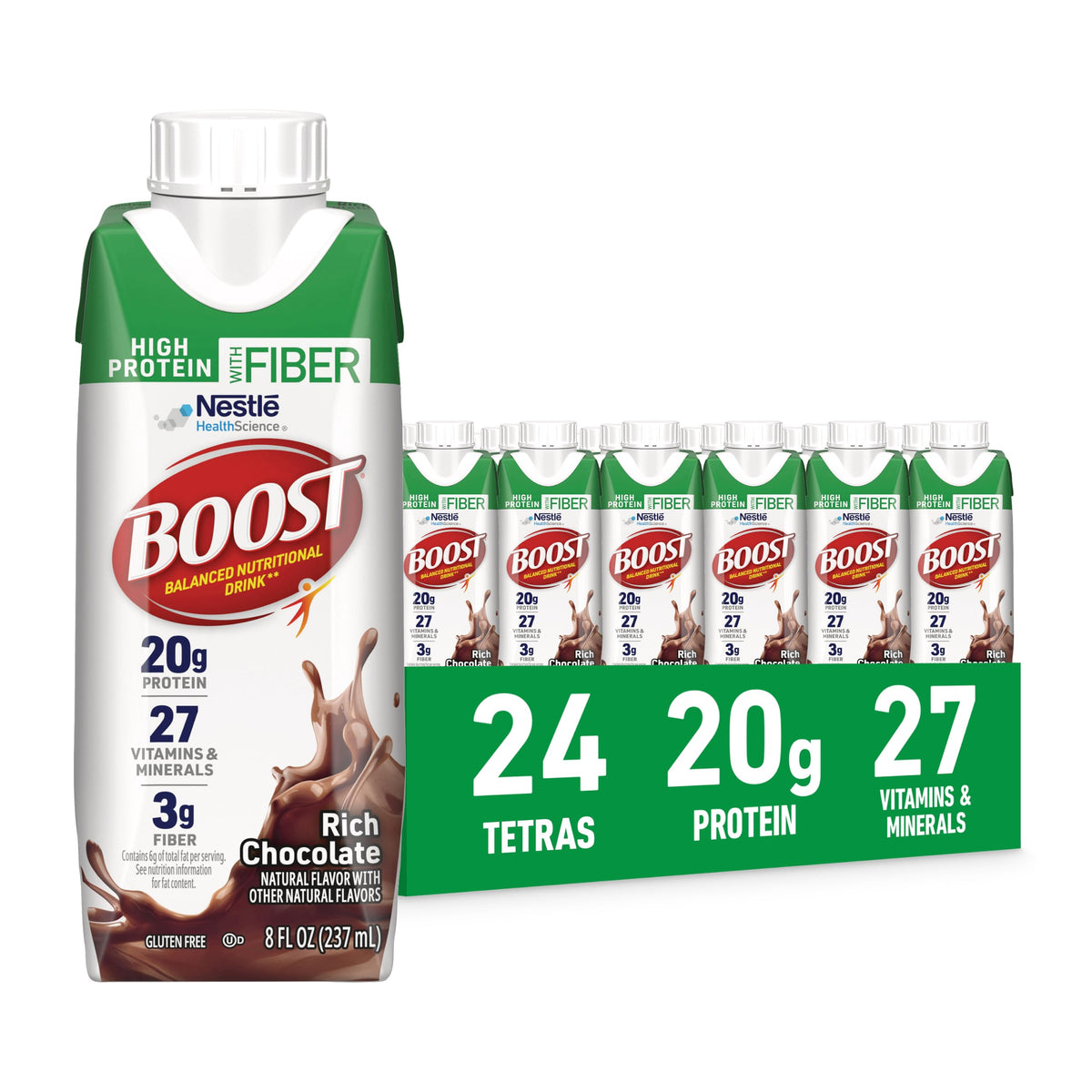 High Protein Nutritional Shake, Chocolate, 24 pk Z354