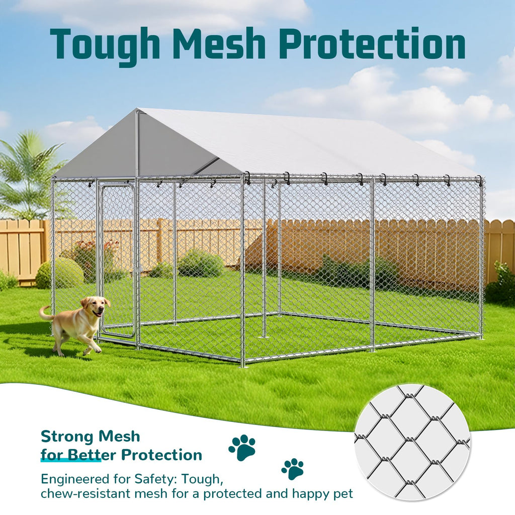 10x10 FT Outdoor Dog Kennel with Roof C717