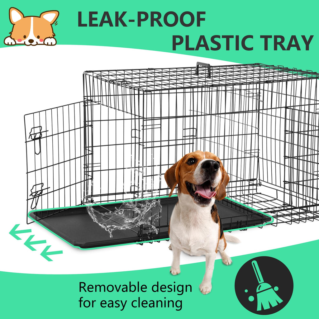24 inch Folding Metal Wire Dog Crate with Double Door I8658