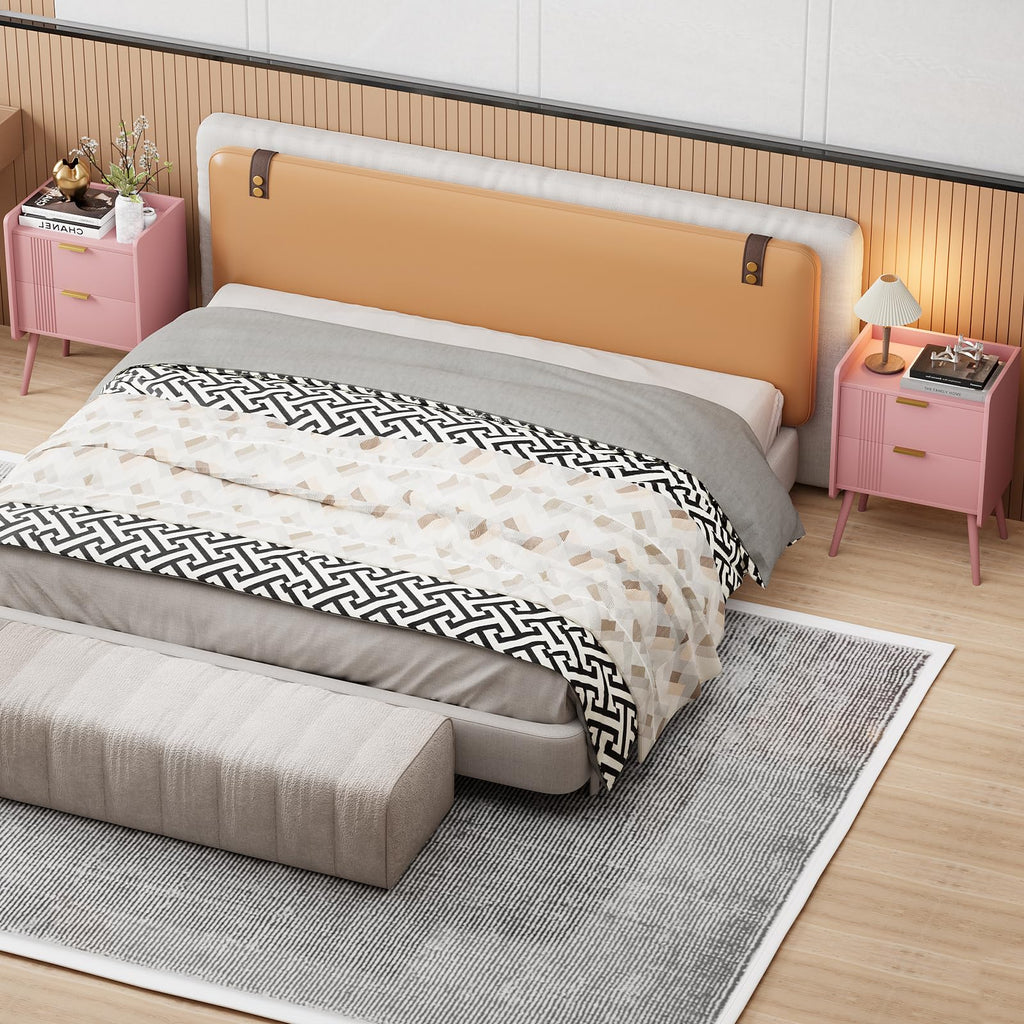 Pink 2 Drawer Wooden Nightstand X392768