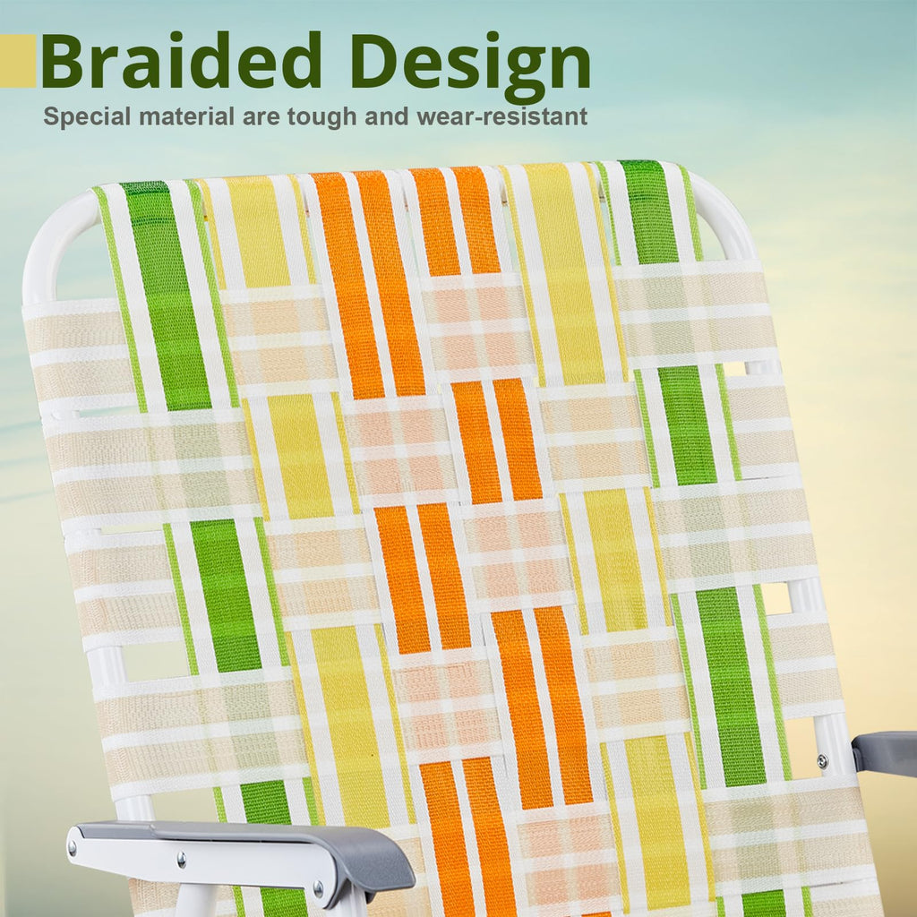 Yellow & Green Webbed Lawn Chairs Set of 2 C367613