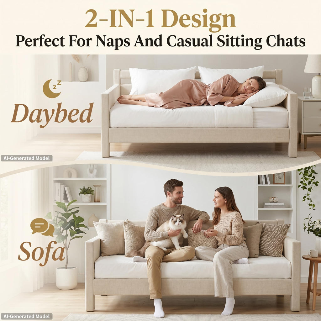 Twin Size Upholstered Platform Daybed with Headboard K245