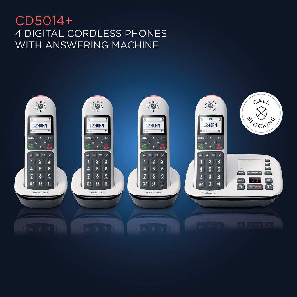 Digital Cordless Telephone with Answering Machine 4 Handsets DECT 6.0 L406