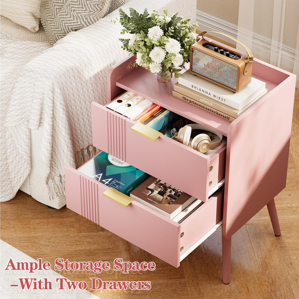 Pink 2 Drawer Wooden Nightstand X392768