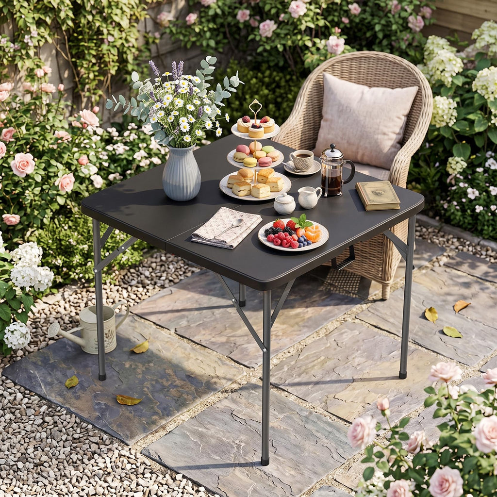 34" Square Folding Table, Black D753