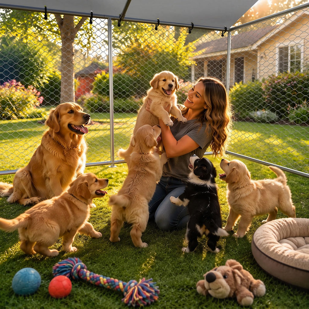 10x10 FT Outdoor Dog Kennel with Roof C717