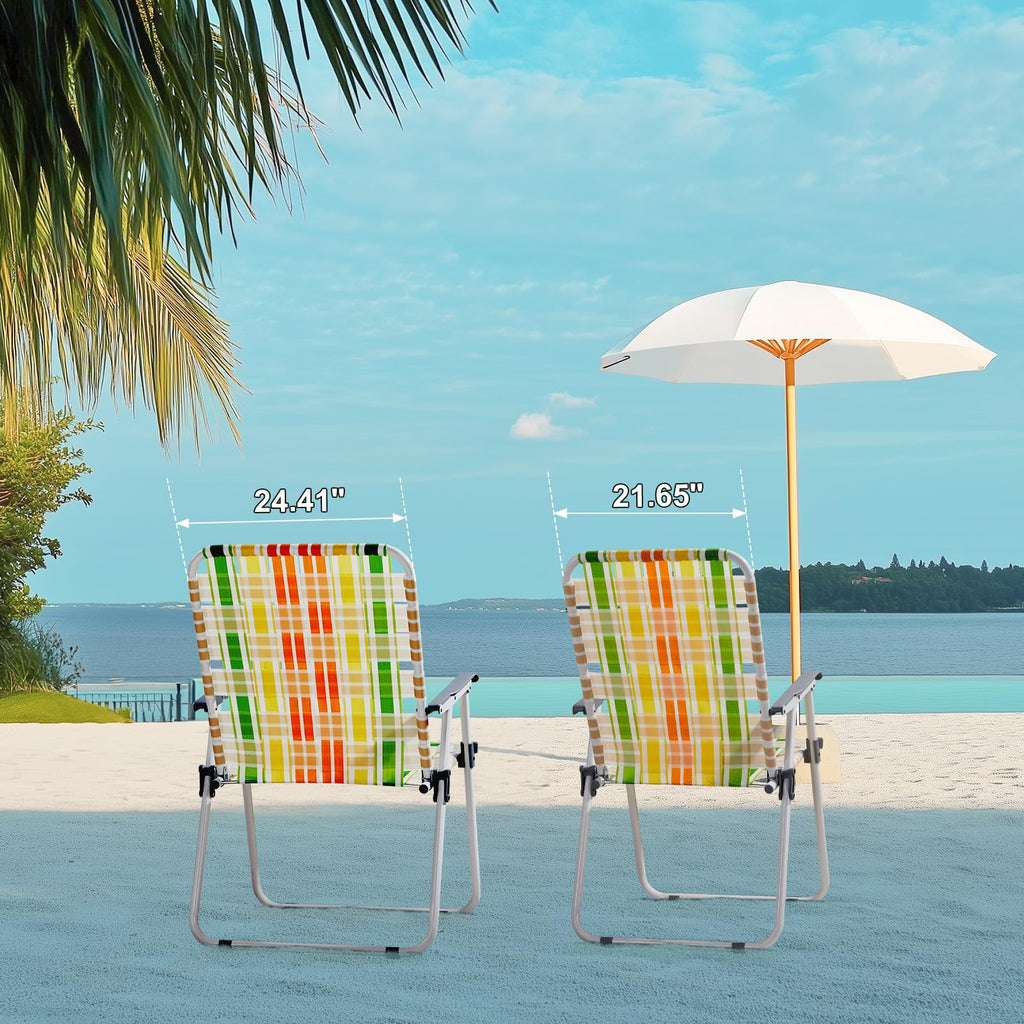 Yellow & Green Webbed Lawn Chairs Set of 2 C367613