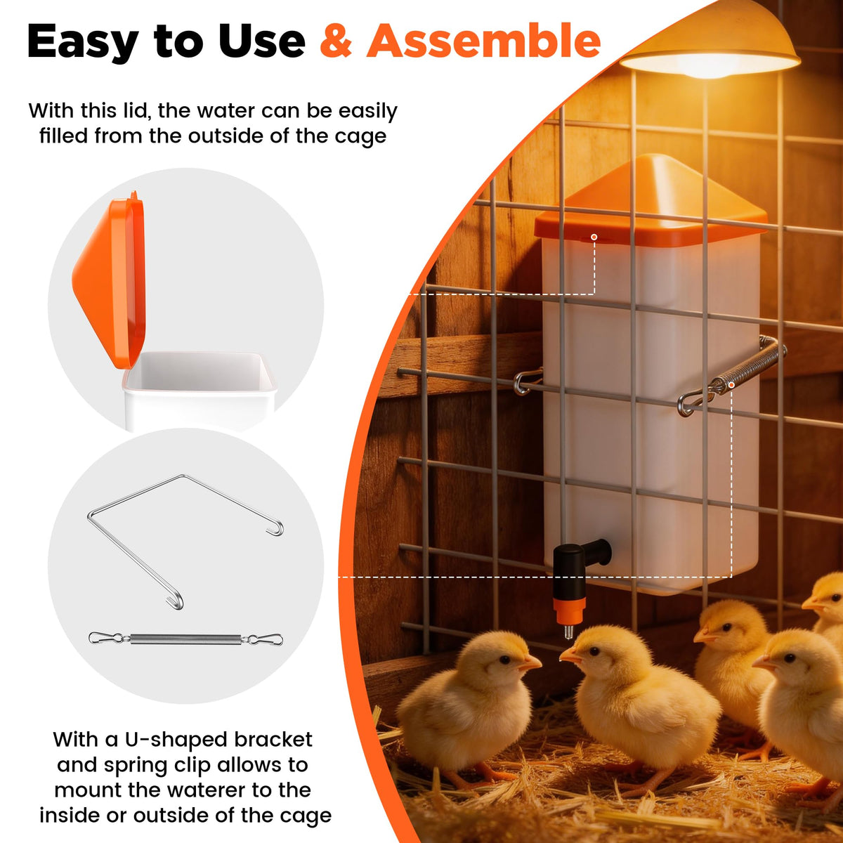 1L Baby Chick Waterer with Nipple Drinker and Anti-Roost Cone F404