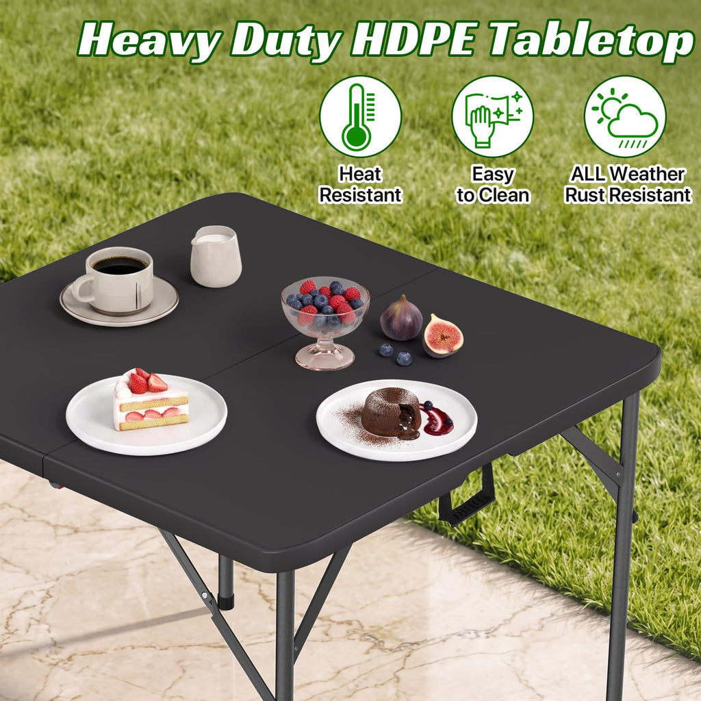 34" Square Folding Table, Black D753
