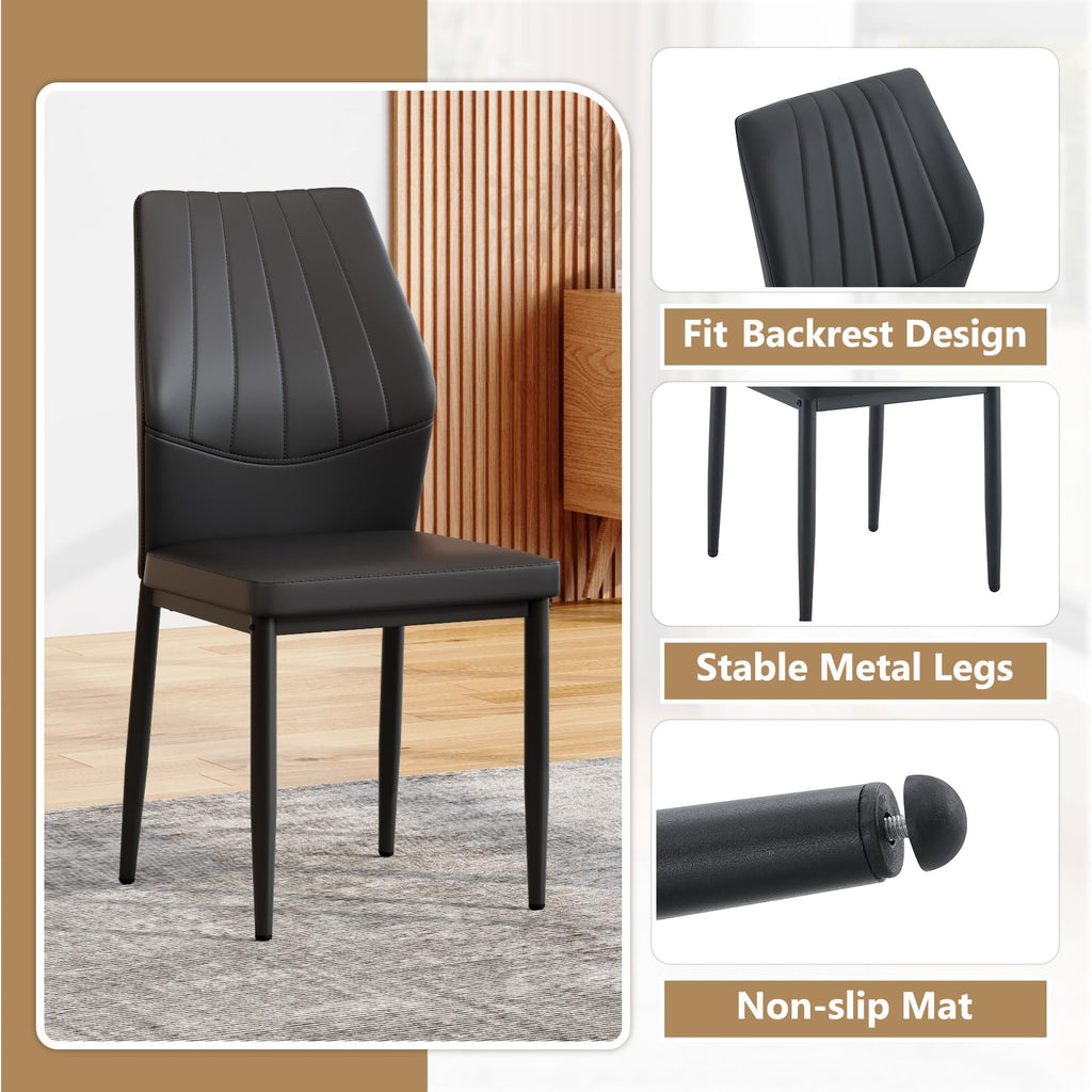 Black PU Leather Dining Chairs Set of 4 B7154