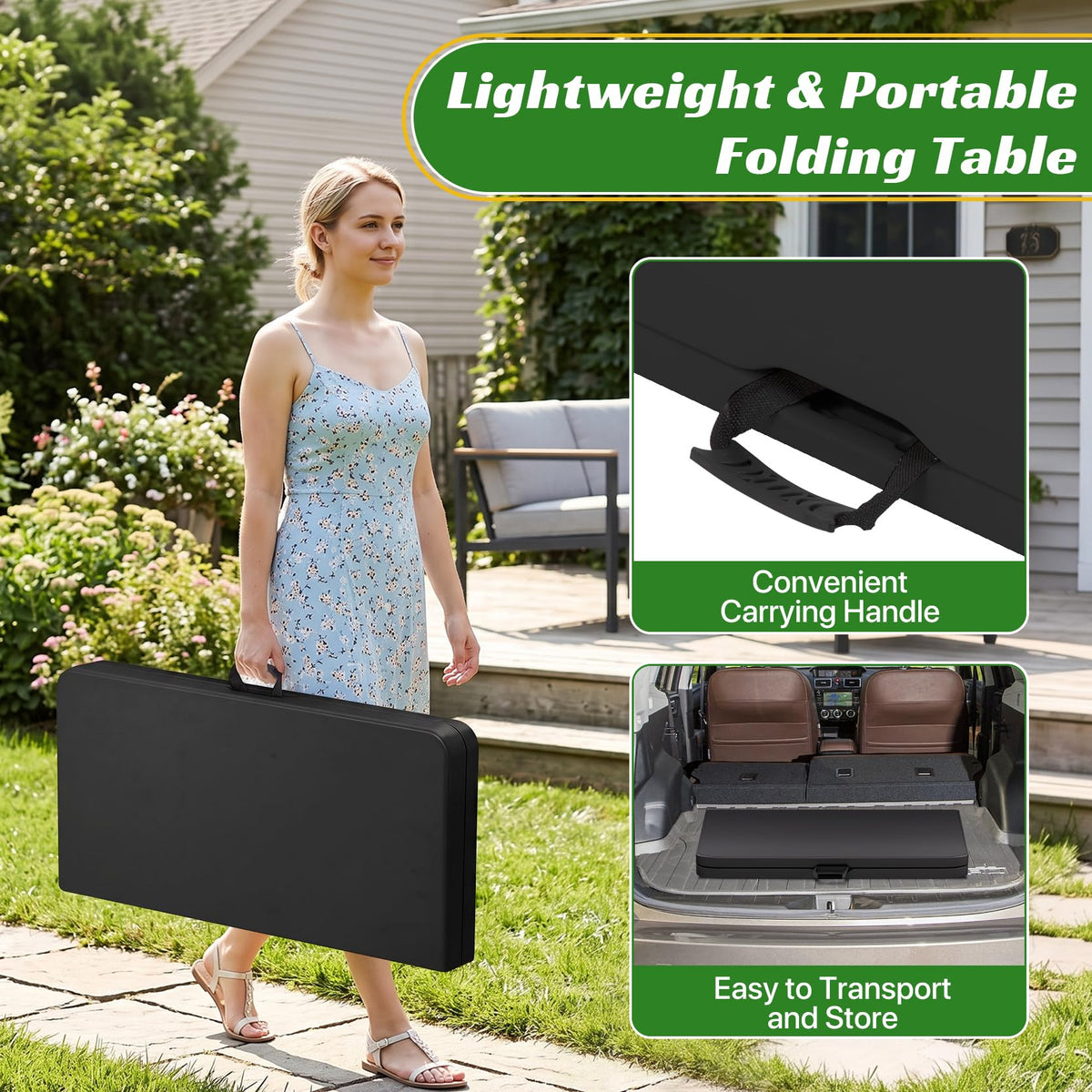 34" Square Folding Table, Black D753