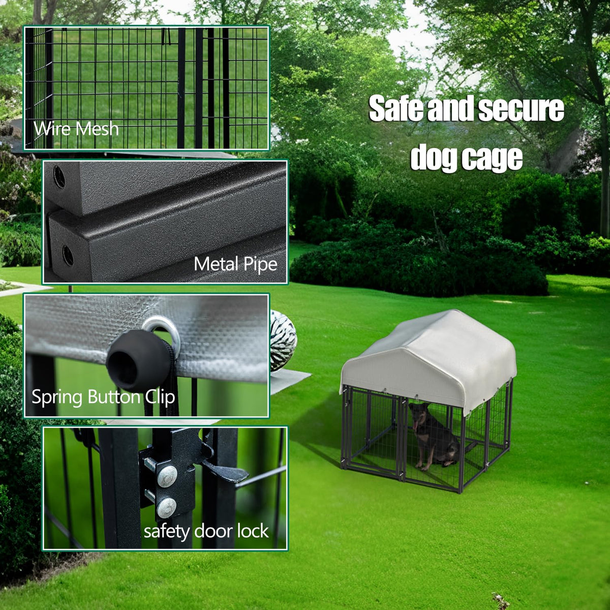 Large Heavy Duty Outdoor Dog Kennel with Roof A233440