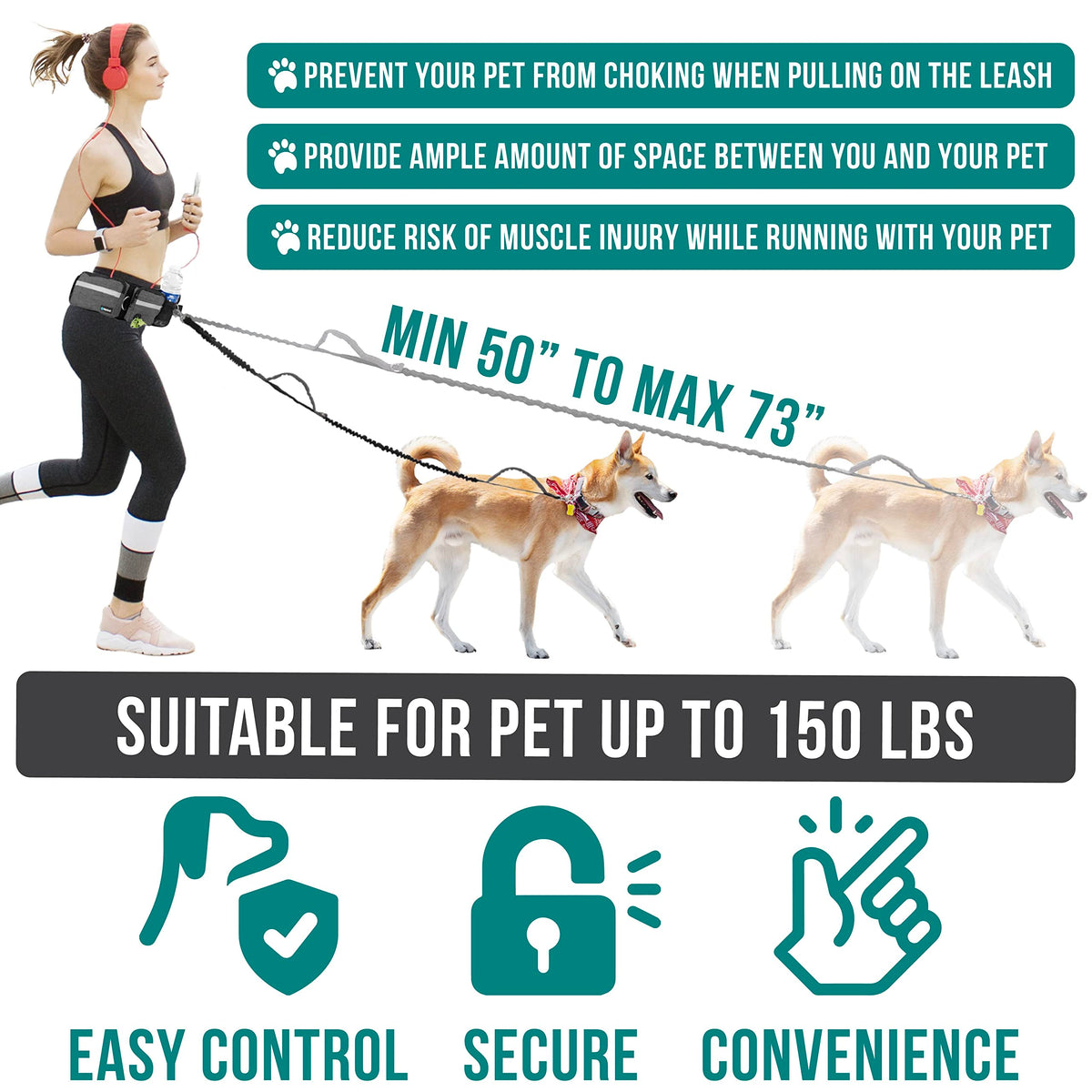 Hands Free Dog Leash with Waist Belt Bag A307