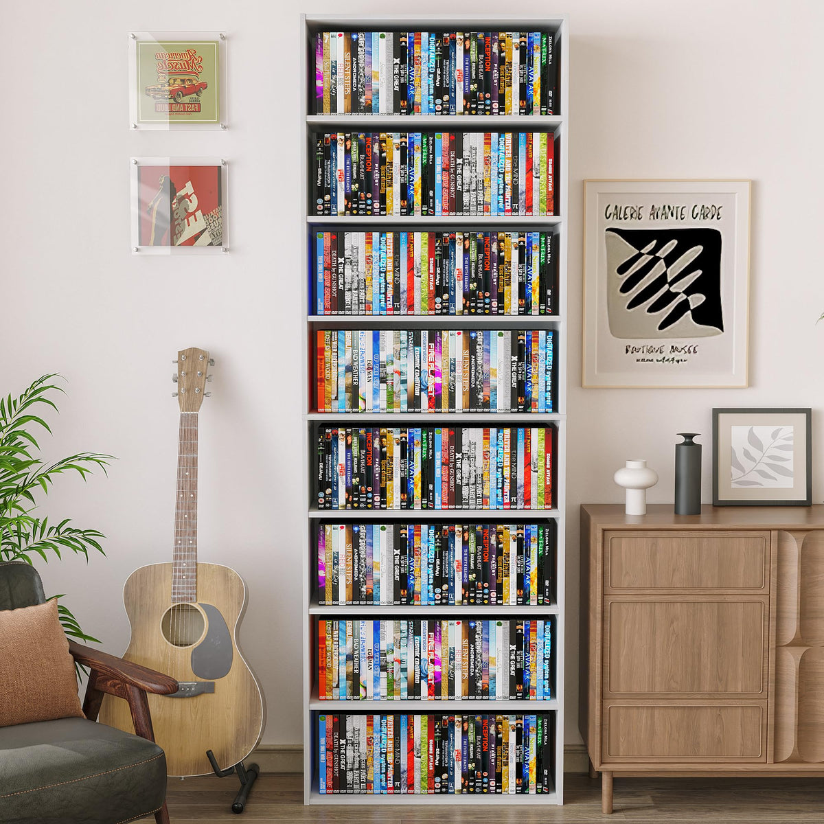 8 Tier White DVD Storage Shelf S511