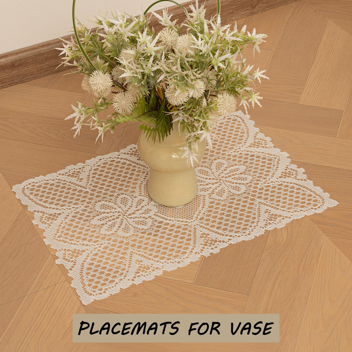 2 Pcs Rectangle Lace Placemats 12x17 Inch I51917