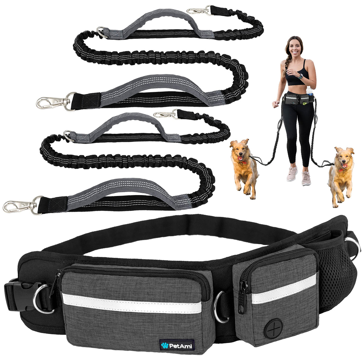 Hands Free Dog Leash with Waist Belt Bag A307