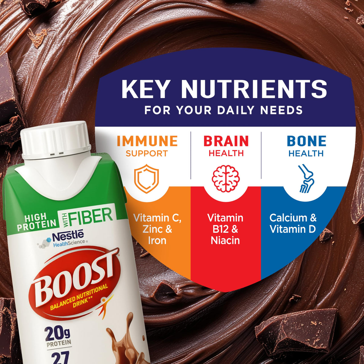 High Protein Nutritional Shake, Chocolate, 24 pk Z354