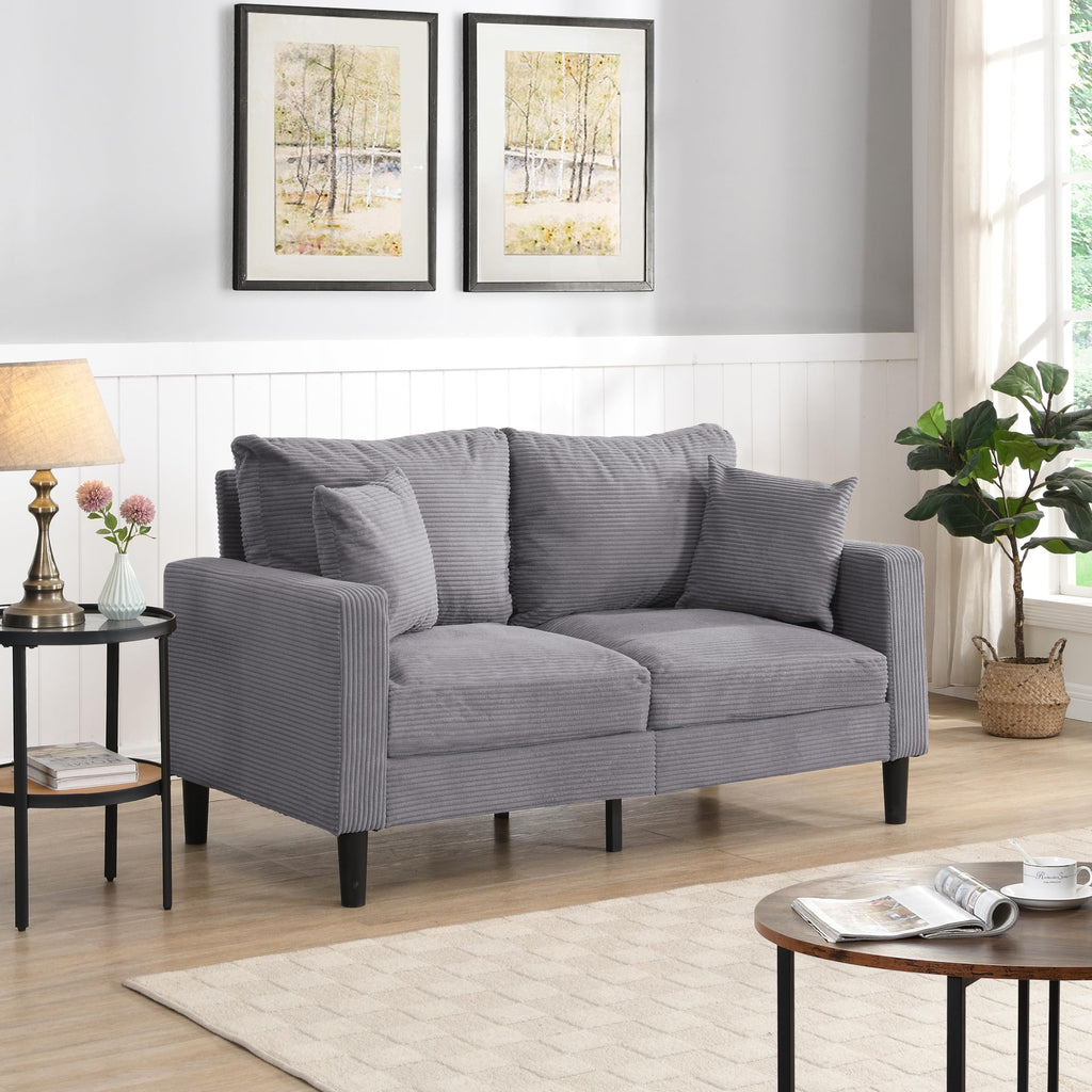 Light Gray Upholstered 2 Seat Loveseat Sofa P804