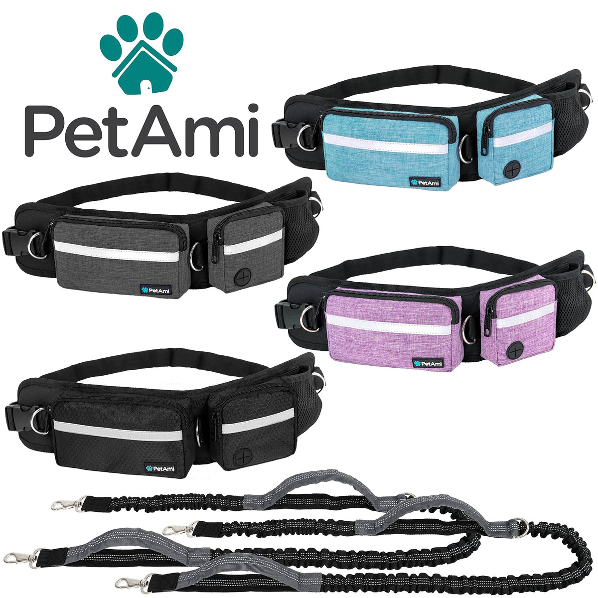 Hands Free Dog Leash with Waist Belt Bag A307