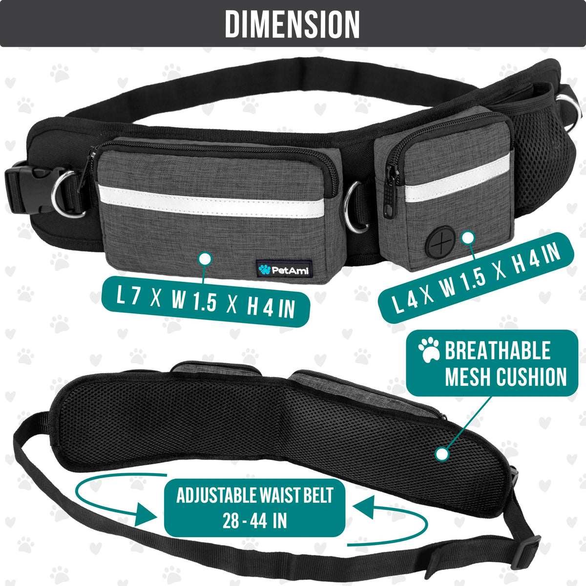 Hands Free Dog Leash with Waist Belt Bag A307
