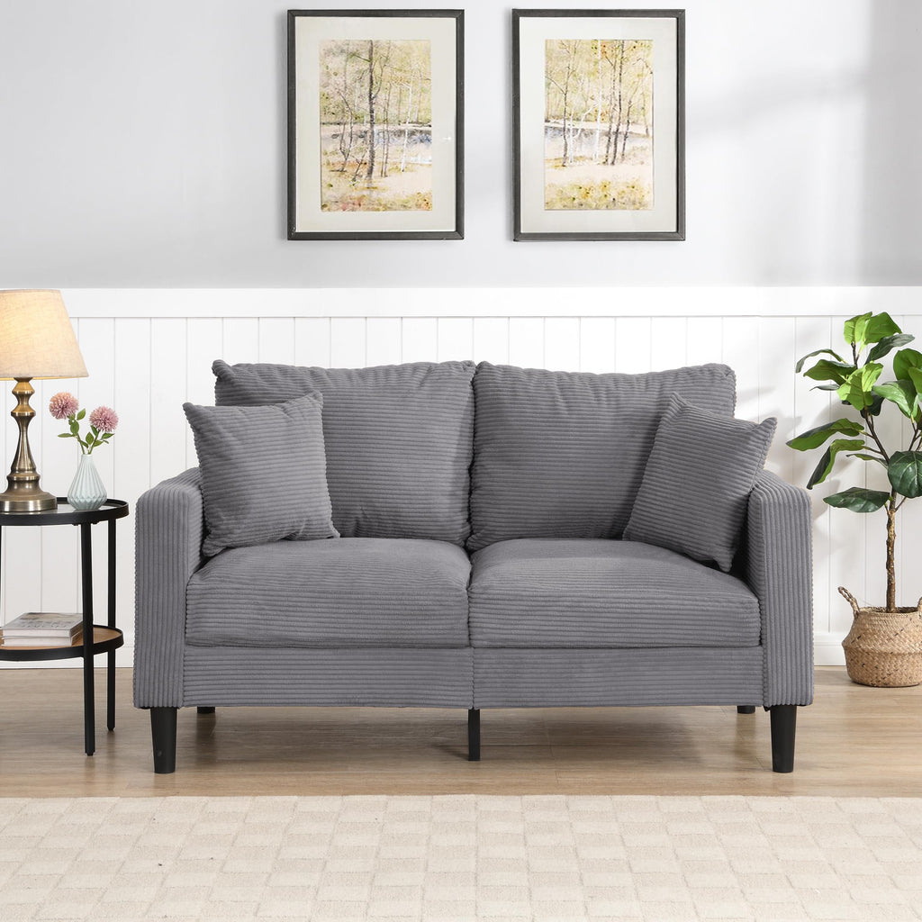 Light Gray Upholstered 2 Seat Loveseat Sofa P804