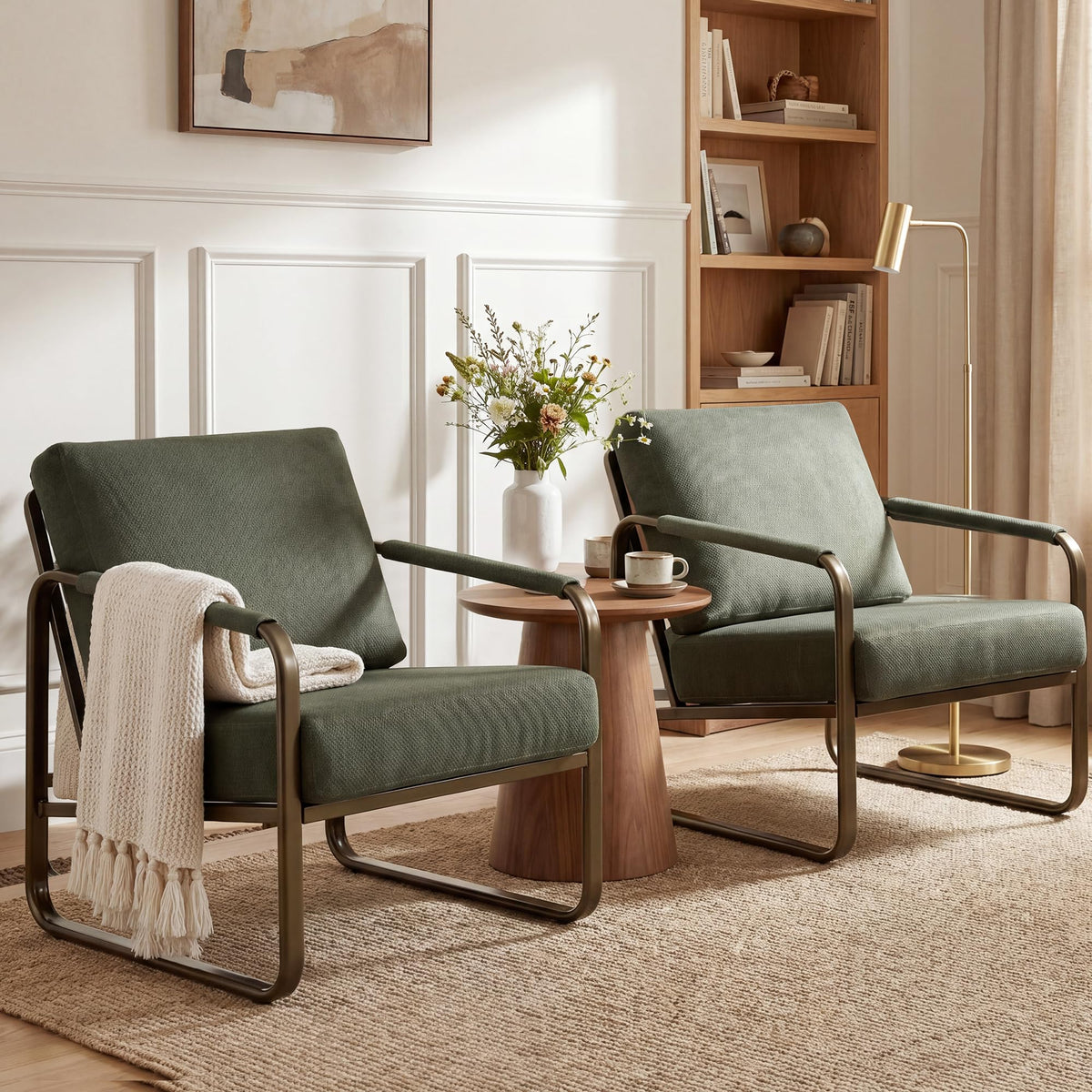 Set of 2 Green Fabric Accent Chair N150579