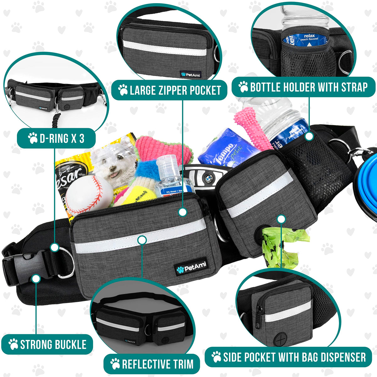 Hands Free Dog Leash with Waist Belt Bag A307